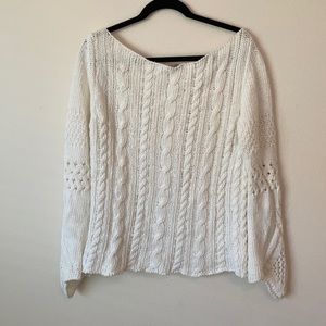 White Sweater with Wide Boat Neck